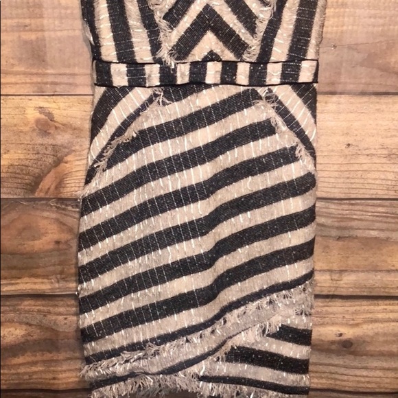 New Med strapless v-neck midi Unique fringed dress - Picture 7 of 12